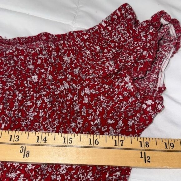 Red Floral Smocked Maxi Dress For Women 4XL 100% Rayon Lightweight & Stretchy Fa - Picture 12 of 12